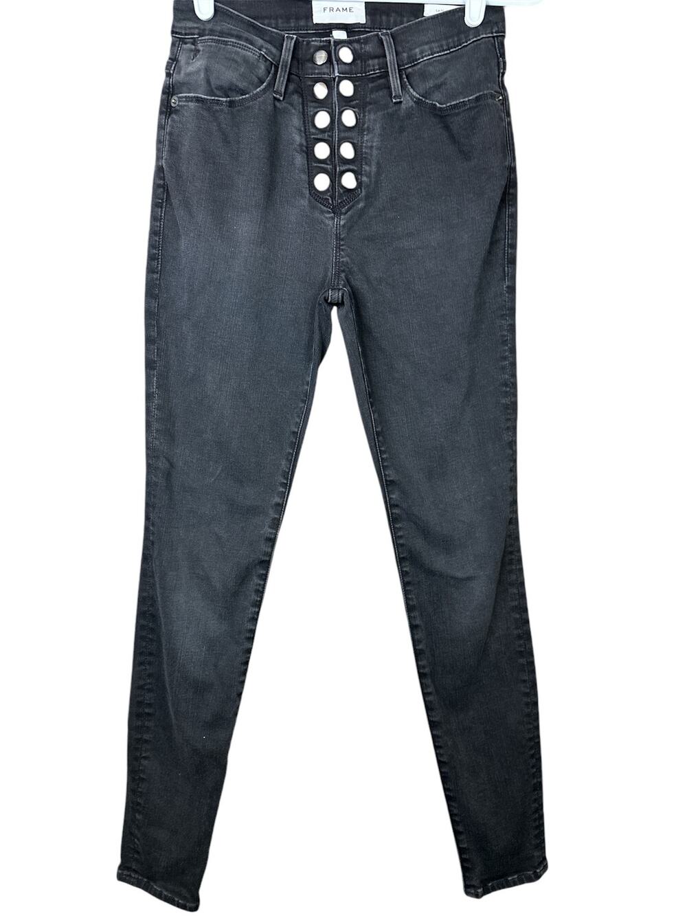 Frame Black Dark Wash Double Snap Fly ‘Le High Skinny’ High Rise Jeans Size 26